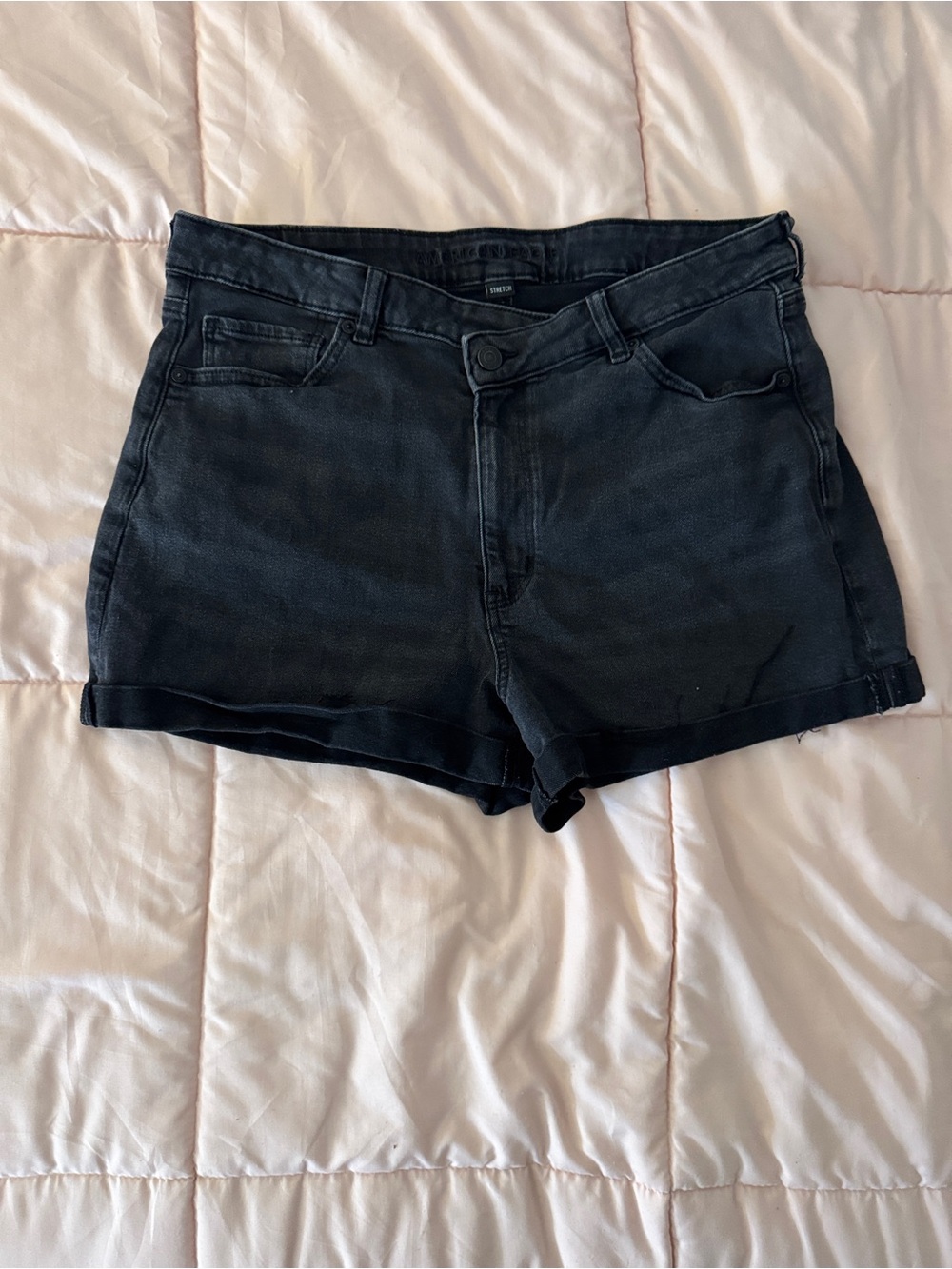 American Eagle Outfitters Black Denim Cuffed Shorts